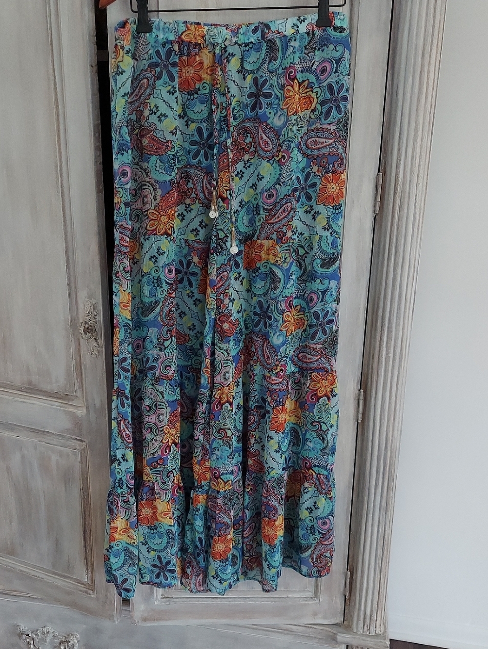 Bleu Rod Beattie Teal Paisley & Floral Maxi Coverup